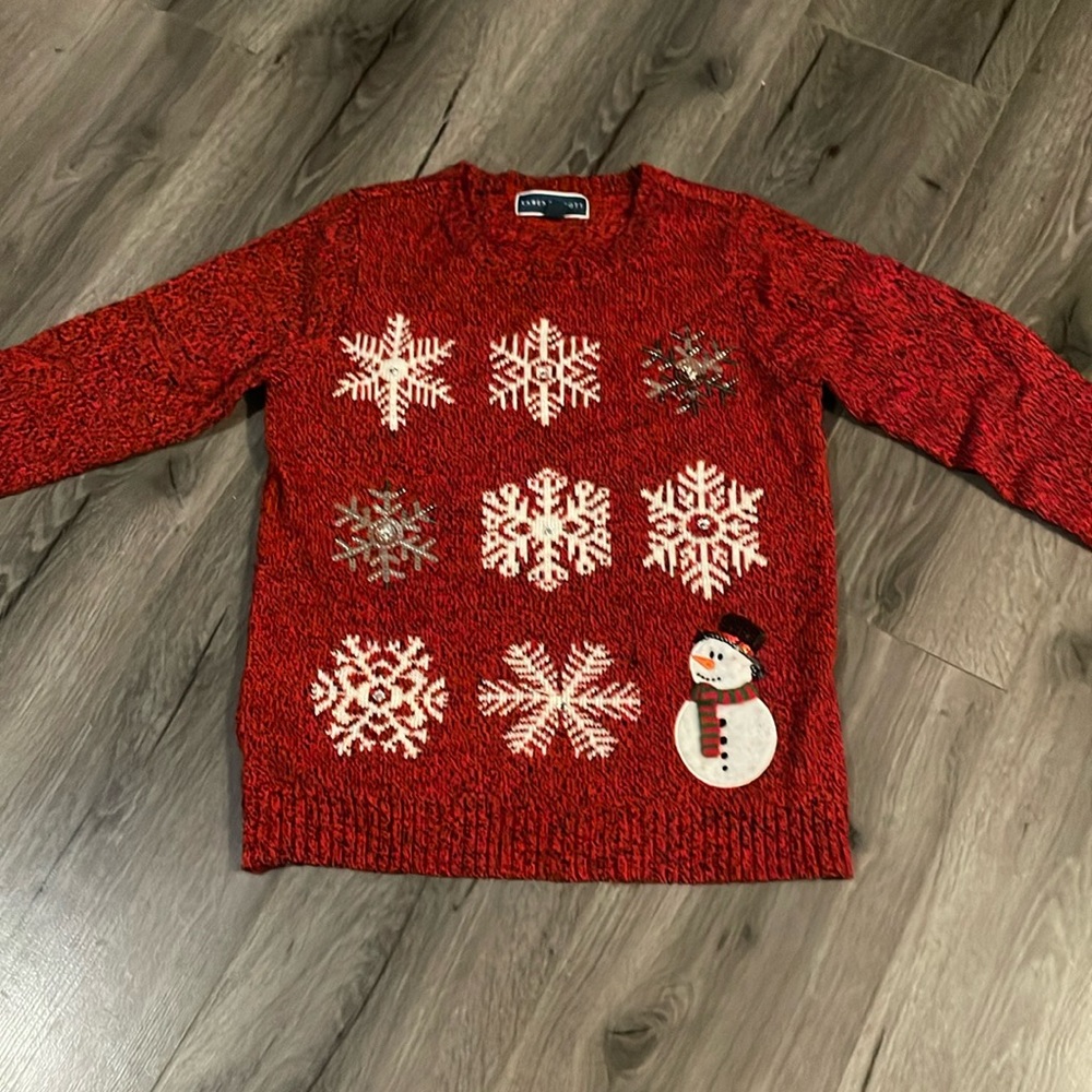 Karen Scott Size Petite Medium Red Christmas sweater
